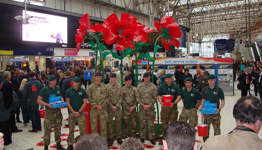 large acrylic poppy with steel support stucture