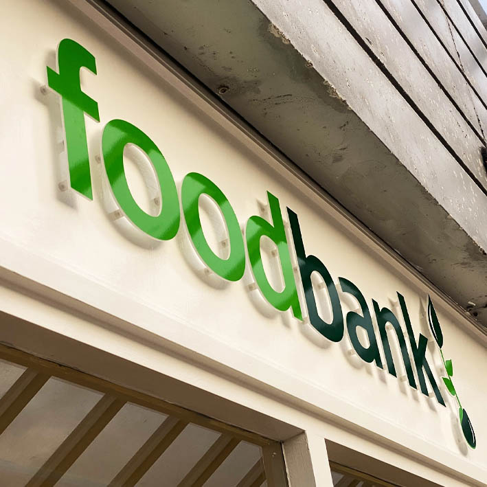 Wadebridge Foodbank sign lettering made in Cornwall